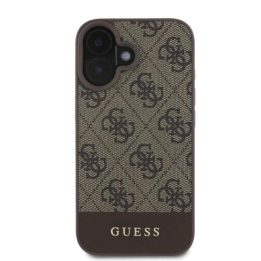 Guess 4G apatinis juostelinis iPhone 16 dėklas - rudas