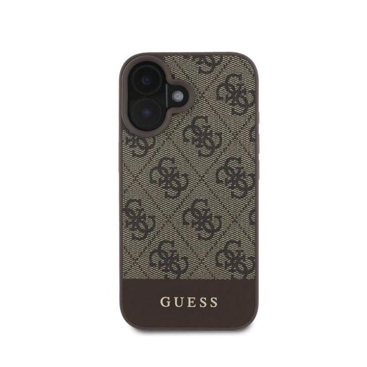 Guess 4G apatinis juostelinis iPhone 16 dėklas - rudas