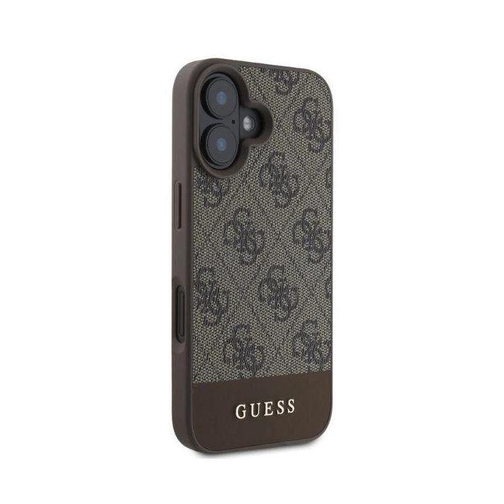 Guess 4G apatinis juostelinis iPhone 16 dėklas - rudas