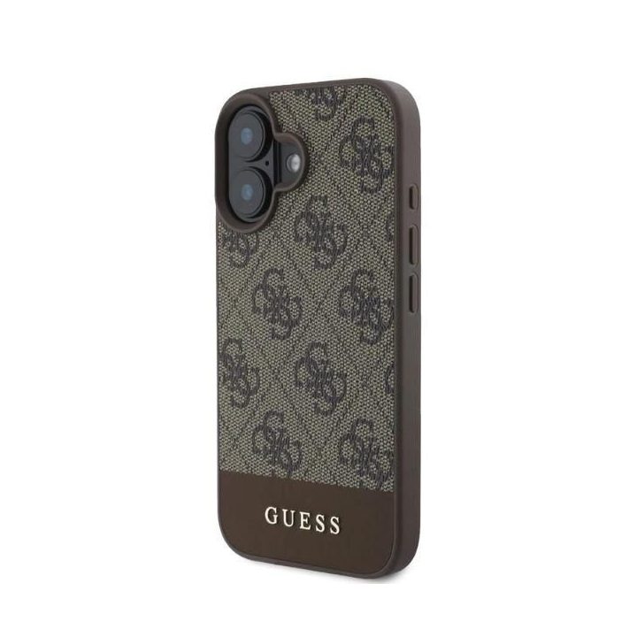 Guess 4G apatinis juostelinis iPhone 16 dėklas - rudas