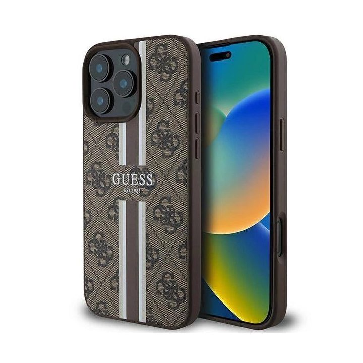 Guess 4G MagSafe dėklas iPhone 16 Pro Max - rudas