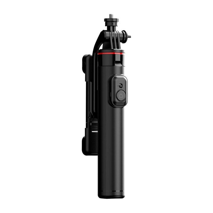 Selfie stick 1,3 m su dviguba lempa ir telefono laikikliu - juoda