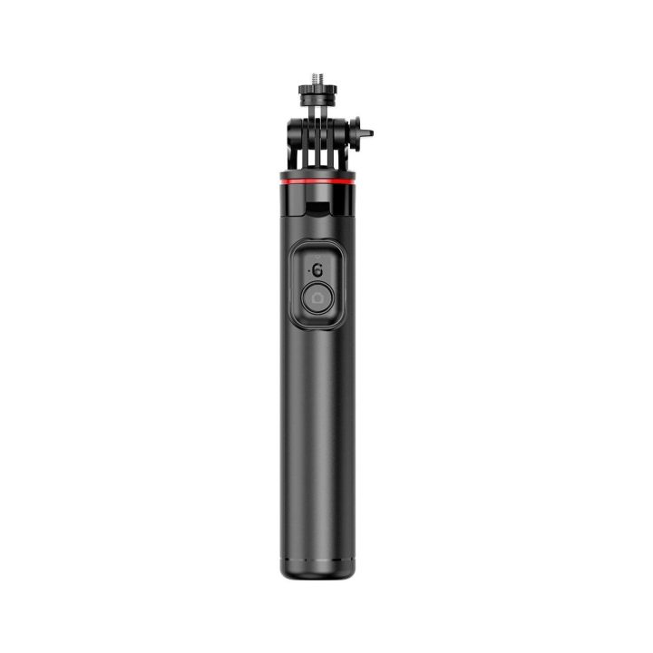 Selfie stick 1,3 m su dviguba lempa ir telefono laikikliu - juoda