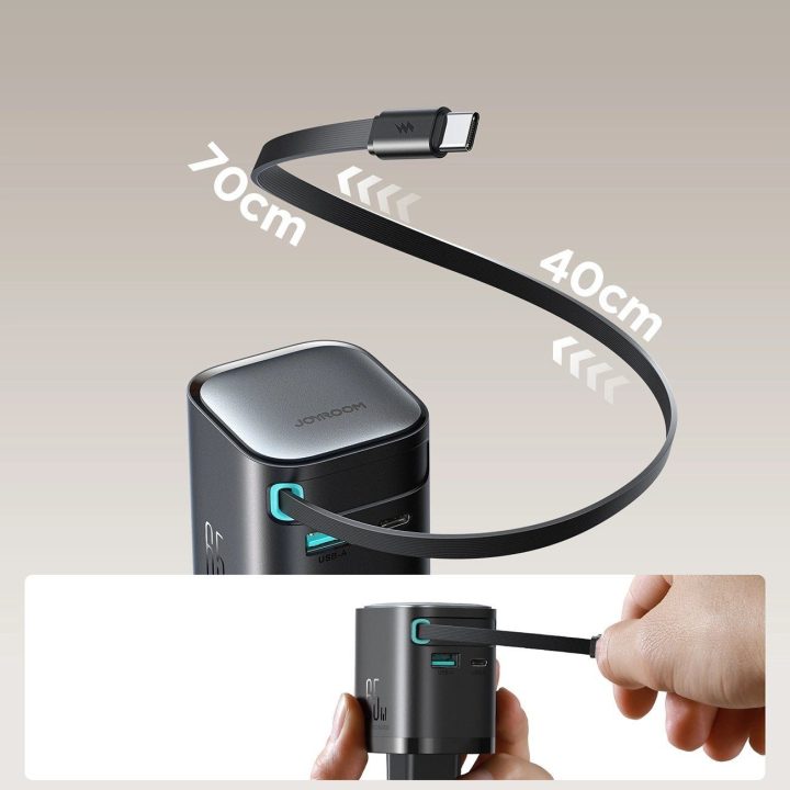 65 W USB C laidu – juodos spalvos