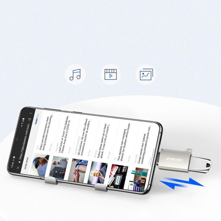 USB A (moteriškas) adapteris su kilpele virvelei - Sidabrinis