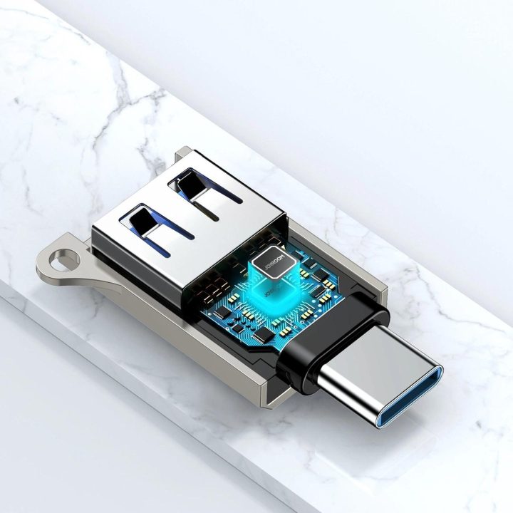 USB A (moteriškas) adapteris su kilpele virvelei - Sidabrinis