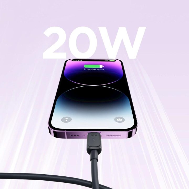 A14 USB-C / Lightning“ kabelis 20 W 1,2 m – juodas