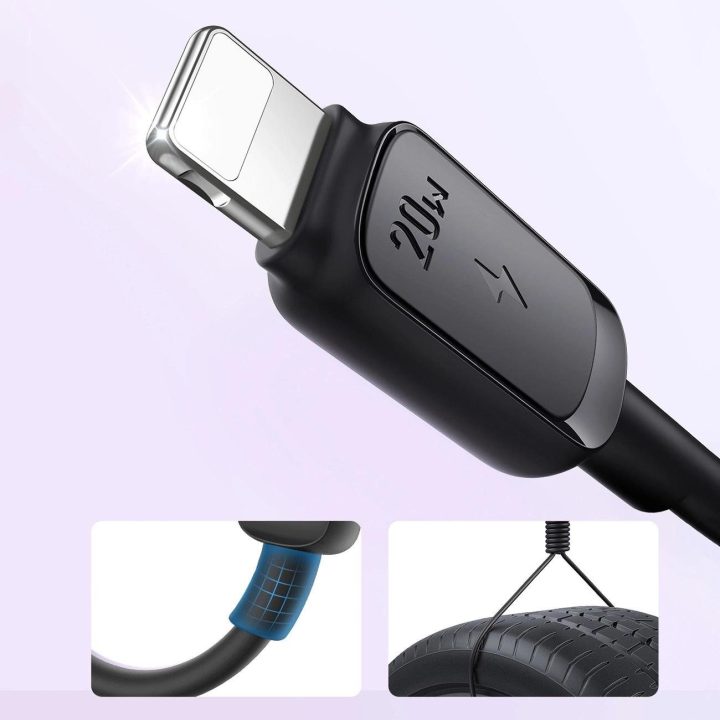 A14 USB-C / Lightning“ kabelis 20 W 1,2 m – juodas