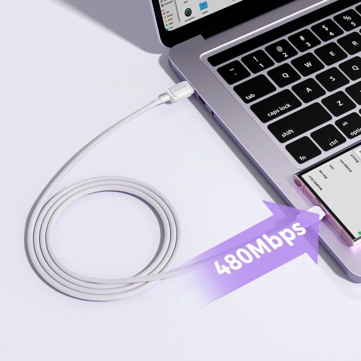 A14 USB C 3A Laidas 1,2m - Baltos spalvos