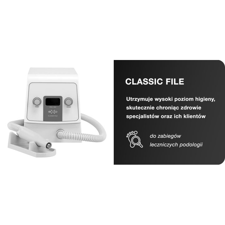 Pedikiūrinė frezavimo mašinėlė Exo Classic File New Edition su dulkių siurbliu