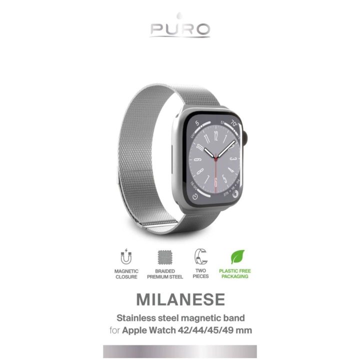 nerūdijančio plieno dirželis Apple Watch“ 42 / 44 / 45 / 49 mm – sidabrinis