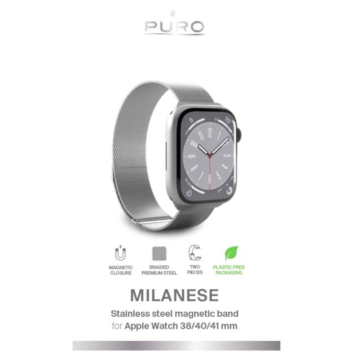 nerūdijančio plieno dirželis Apple Watch“ 38 / 40 / 41 mm – sidabrinis
