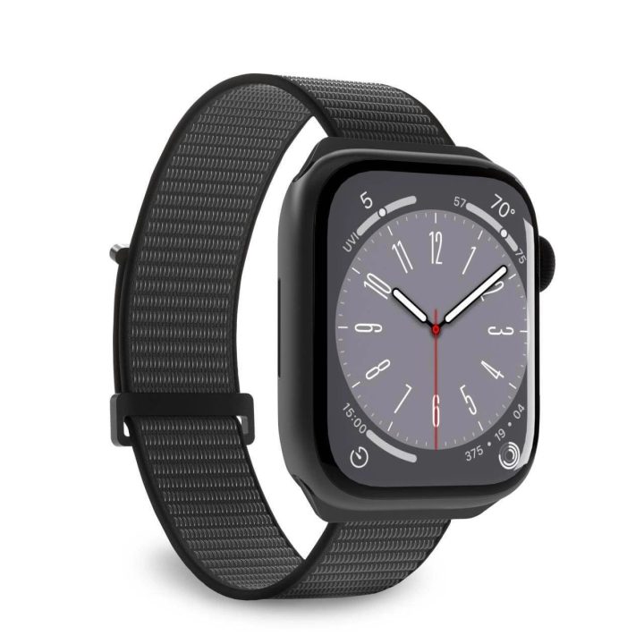 Apple Watch 42 / 44 / 45 / 49 mm skirtas Puro Sport nailono dirželis - juodos spalvos
