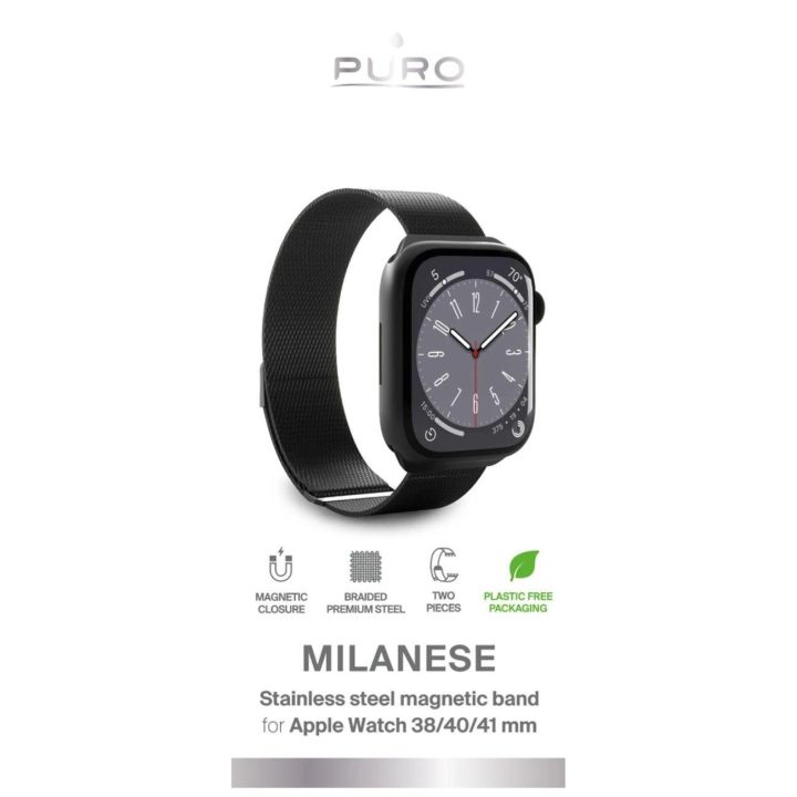 nerūdijančio plieno apyrankė susegimui skirta Apple Watch 38 / 40 / 41 mm - juoda