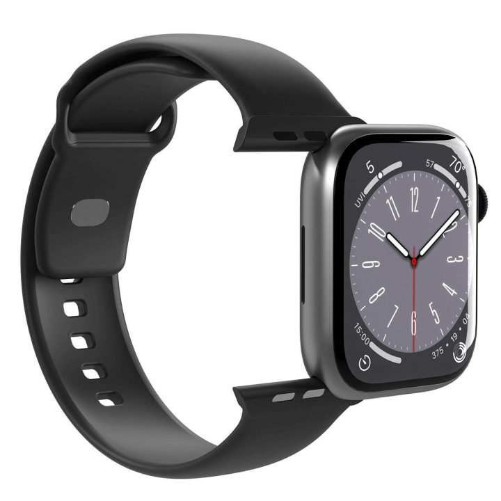 silikono dirželis Apple Watch“ 42 / 44 / 45 / 49 mm – juodos spalvos