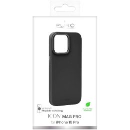 Puro Icon Mag Pro MagSafe silikoninis dėklas skirtas iPhone 15 Pro - juodas