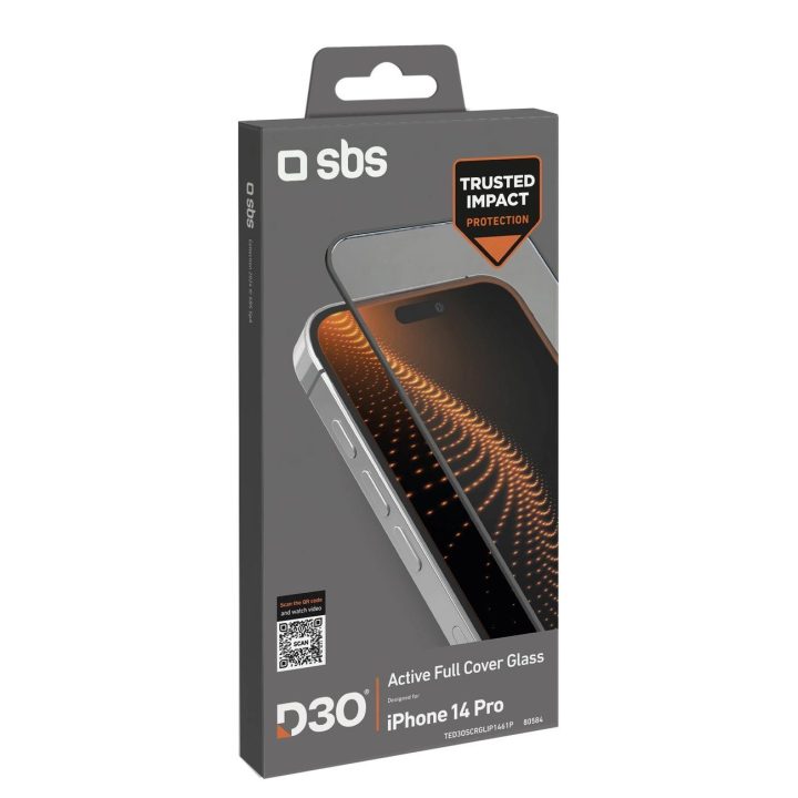 SBS D3O grūdintas stiklas su rėmu iPhone 14 Pro telefonui