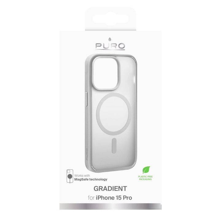 Puro Gradient MagSafe silikoninis dėklas iPhone 15 Pro - sidabrinis