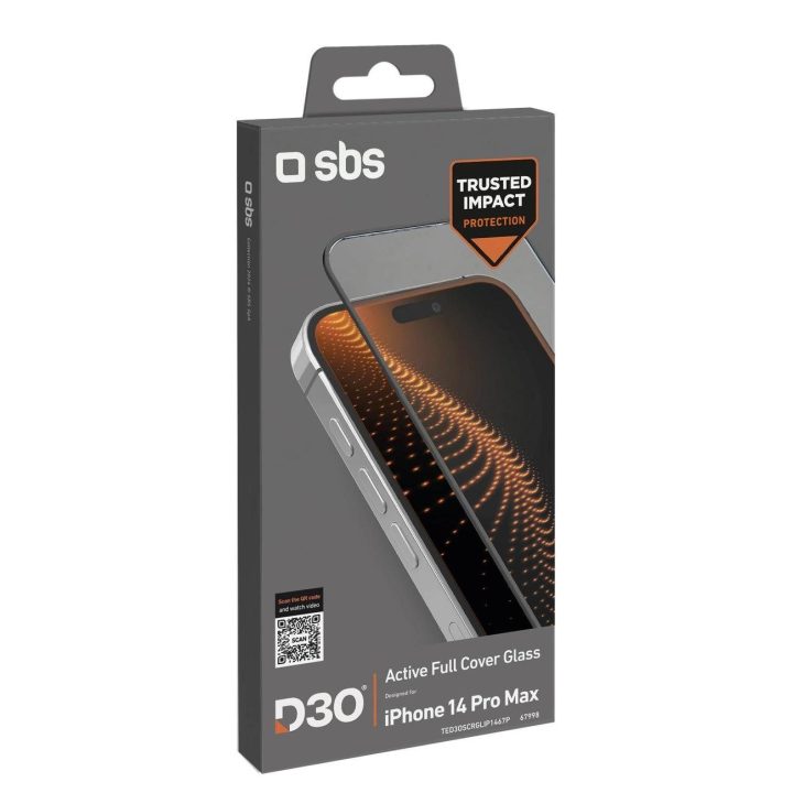 SBS D3O grūdintas stiklas su rėmeliu skirtas iPhone 14 Pro Max