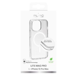 Puro Lite Mag Pro MagSafe silikoninis dėklas iPhone 15 Pro Max - skaidrus