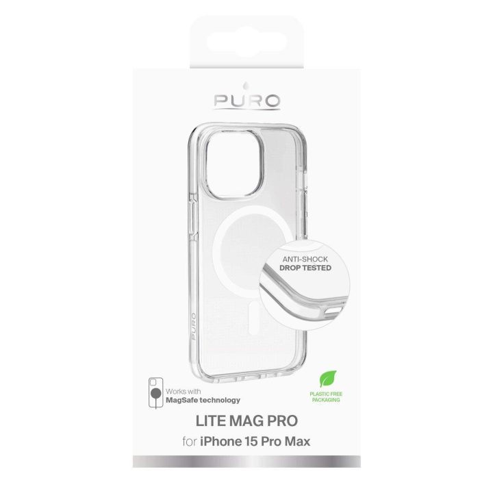 Puro Lite Mag Pro MagSafe silikoninis dėklas iPhone 15 Pro Max - skaidrus