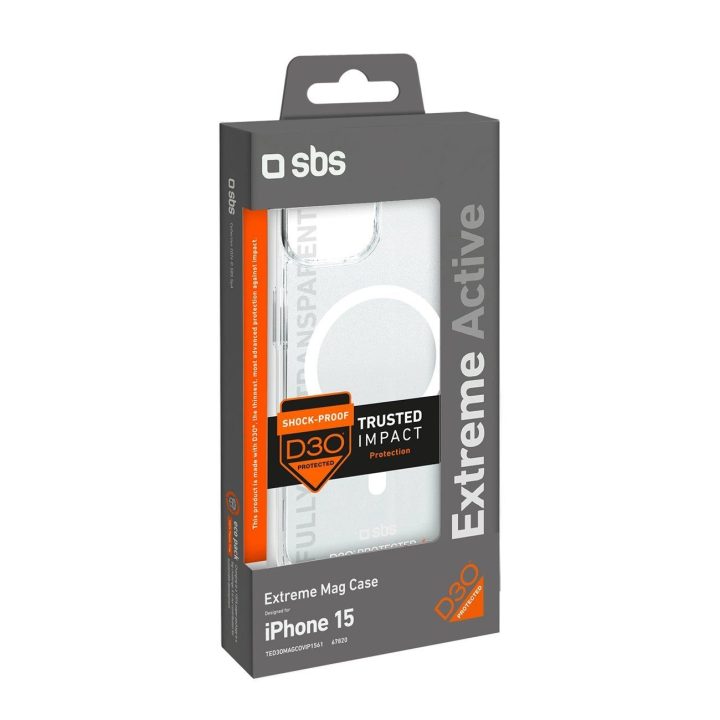 SBS D3O MagSafe dėklas iPhone 15 - skaidrus