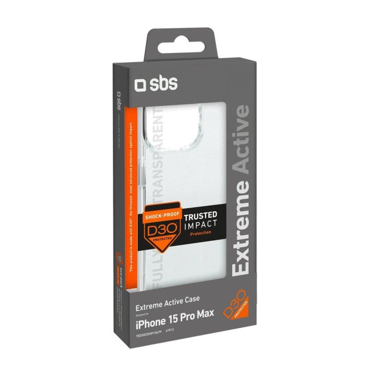 SBS D3O iPhone 15 Pro Max dėklas – skaidrus