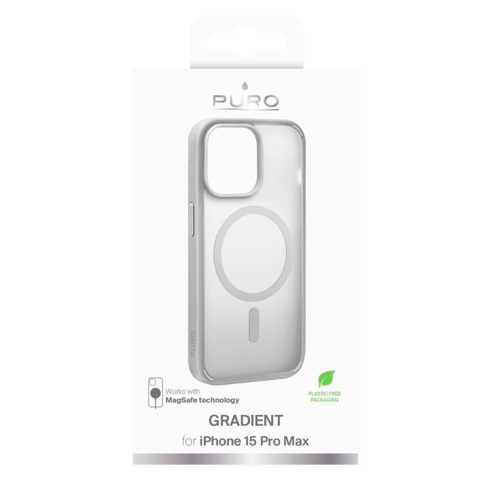 Puro Gradient MagSafe Silicone dėklas iPhone 15 Pro Max“ – sidabrinis