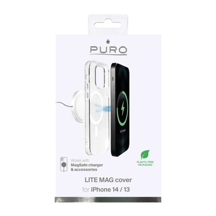 Puro Lite Mag MagSafe silikoninis dėklas skirtas iPhone 14/13 - permatomas