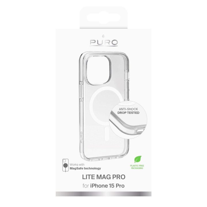 LITE MAG PRO“ apsauginis dėklas (PC+TPU+TPE) su integruotais magnetais iPhone 15 Pro“, baltas