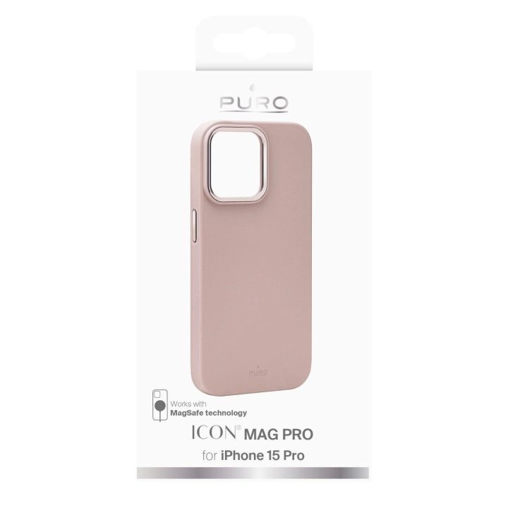 Puro Icon Mag Pro MagSafe silikoninis dėklas iPhone 15 Pro“ - rožinis