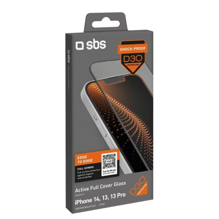 SBS grūdintas stiklas Tempered Glass D30 su rėmeliu iPhone 13 / 13 Pro / 14