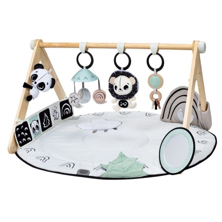 kūdikio gimnastikos kilimėlis su statyvu DECOR LUXE juodos ir baltos spalvos