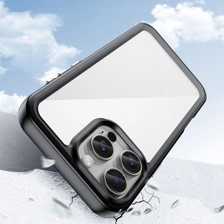 Juodos spalvos Outer Space“ dėklas su gelio rėmeliu iPhone 16 Pro Max“