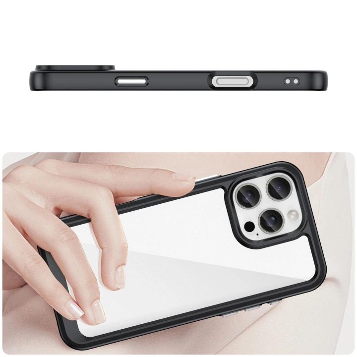 Juodos spalvos Outer Space“ dėklas su gelio rėmeliu iPhone 16 Pro Max“
