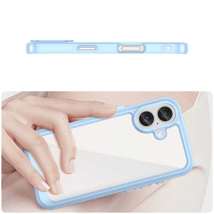 Kosmoso dėklas su gelio rėmu iPhone 16 Plus - mėlynas