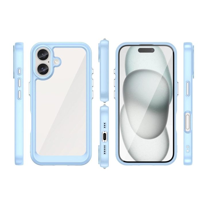 Kosmoso dėklas su gelio rėmu iPhone 16 Plus - mėlynas