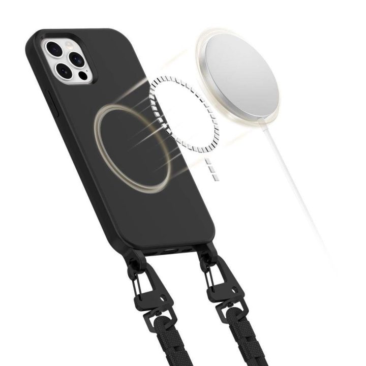 MagNecklace“ MagSafe“ dėklas iPhone 12“ / 12 Pro“ - juoda