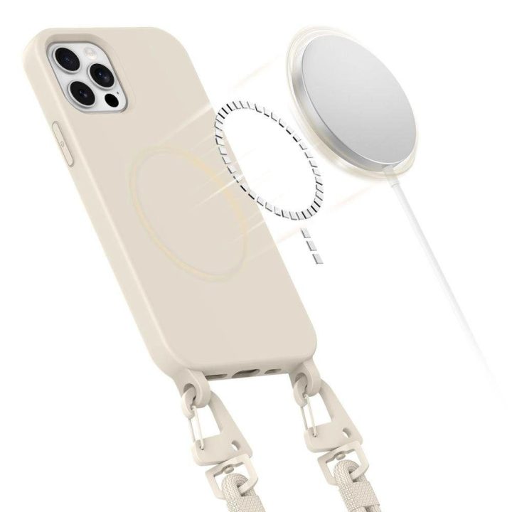 MagNecklace“ MagSafe“ dėklas iPhone 12“ / 12 Pro“ – smėlio spalvos