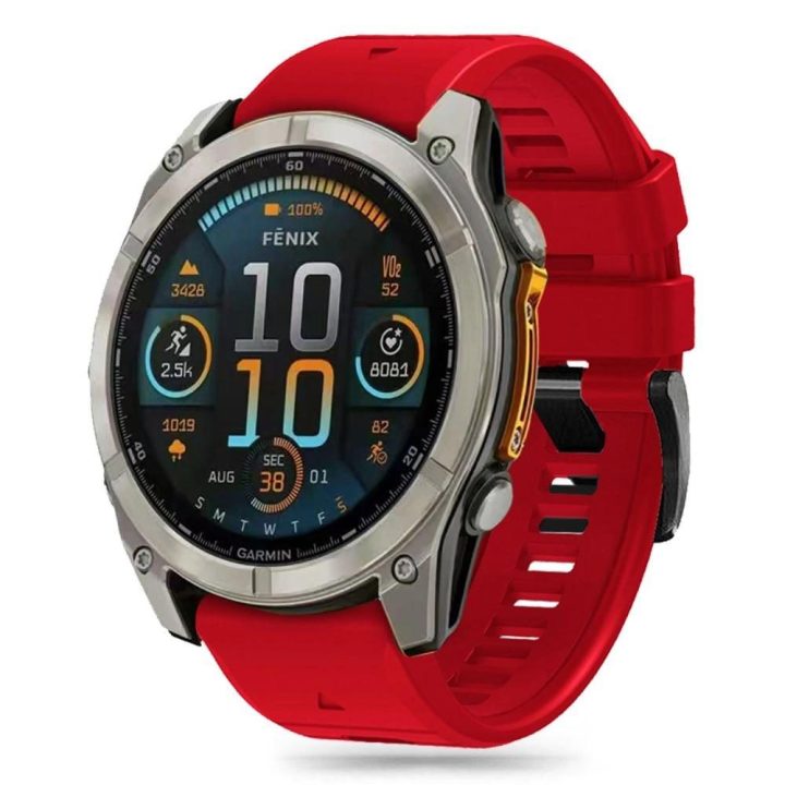 Silicone Line Apyrankė Garmin Fenix 5X / 5X Plus / 6X / 6X Pro / 7X / 8 (51 mm) - Raudonas