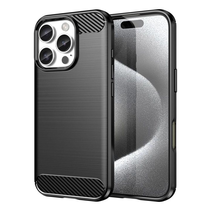 Carbon Case for iPhone 16 Pro Max“ silikoninis dėklas – juoda spalva