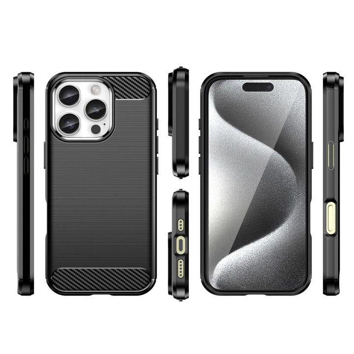 Carbon Case for iPhone 16 Pro Max“ silikoninis dėklas – juoda spalva