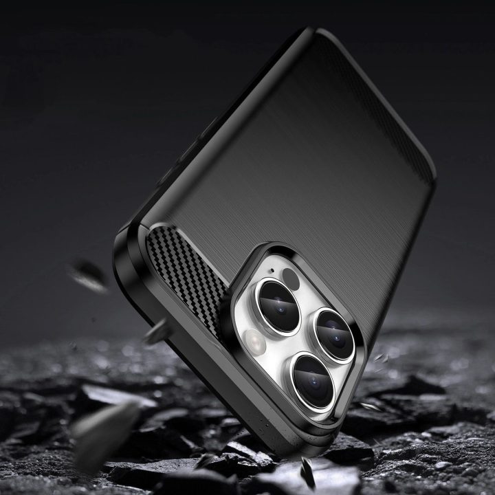 Carbon Case for iPhone 16 Pro Max“ silikoninis dėklas – juoda spalva