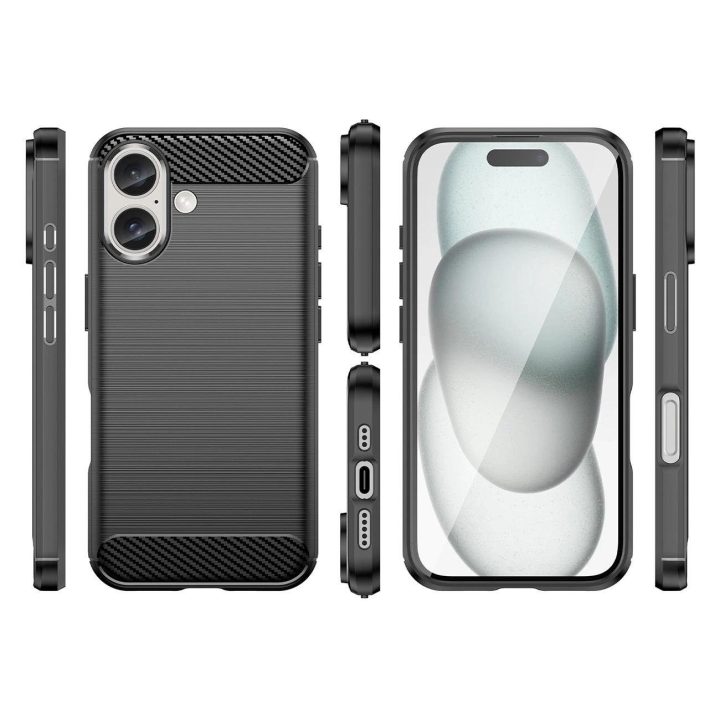 Carbon Case“ dėklas iPhone 16“ silikoninis dėklas – juodas