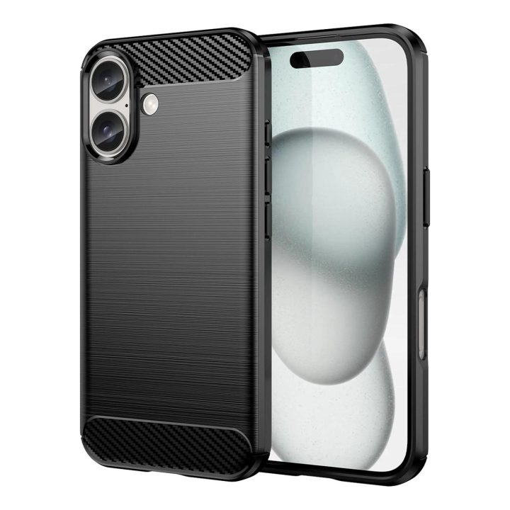 Carbon Case“ dėklas iPhone 16“ silikoninis dėklas – juodas