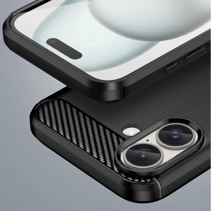 Carbon Case“ dėklas iPhone 16“ silikoninis dėklas – juodas
