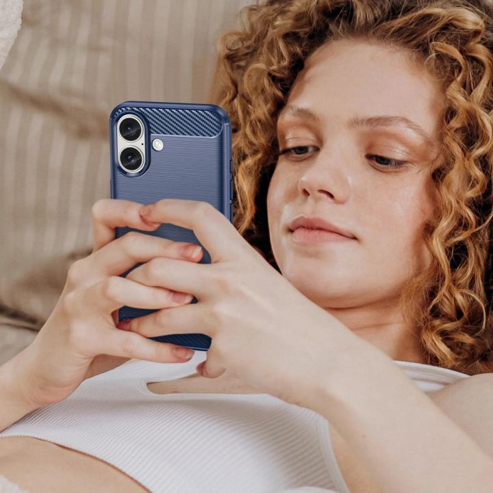 Karboninis dėklas iPhone 16 silikoninis dėklas – mėlynas