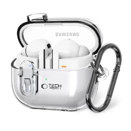 dėklas su karabinu Samsung Galaxy Buds 3“ / 3 Pro“ ausinėms – skaidrus