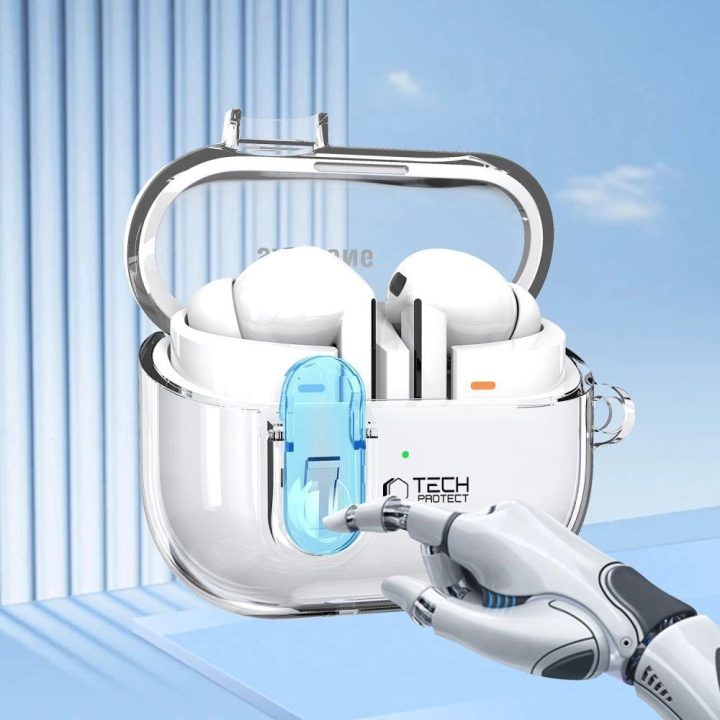 dėklas su karabinu Samsung Galaxy Buds 3“ / 3 Pro“ ausinėms – skaidrus