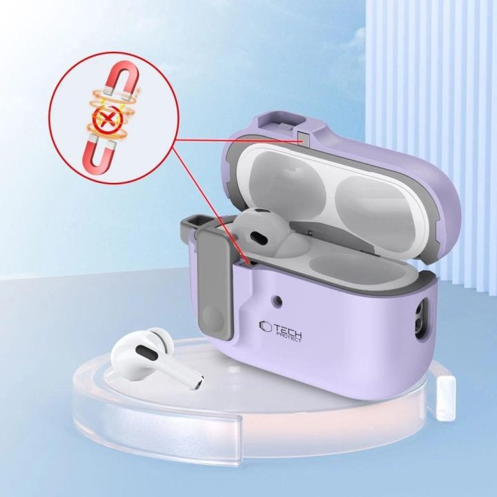 Case su karabinu Apple AirPods Pro 1 / 2 - Violetinė